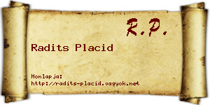 Radits Placid névjegykártya